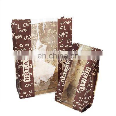 wholesale colorful print custom kraft plastic clear window fold top sandwich toast bread food grade coating paper packaging bags