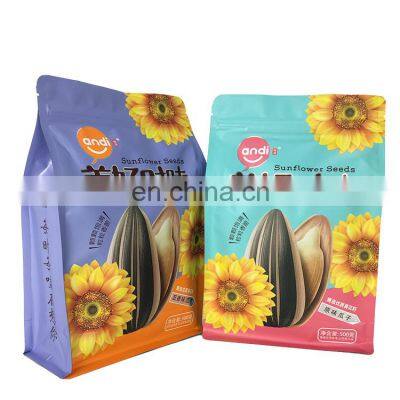 Resealable Flat Plastic Stand up Food Pouch Alunimum Foil Snack Packaging Square Bottom Seeds Bag Pouch With Ziplock photo-2