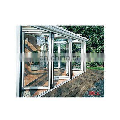 Folding door with glass panel aluminum profile frame New design balcony vinyl folding window and door