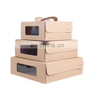 OEM Supplier Custom Logo Design Kraft Paper Box Corrugated carton Disposable Take out Food Paper Box With Clear Window