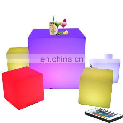 party rental outdoor led cube hookah bar furniture lounge PE plastic illuminated led cube chair seat lighting