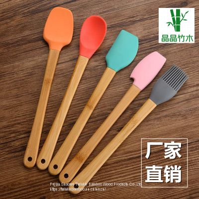 Bamboo cooking utensils with silicon case/ bamboo kitchen tool sale