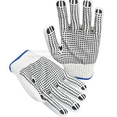 10 gauge Knitted Cotton gloves safety hand protective gloves PVC dotted gloves