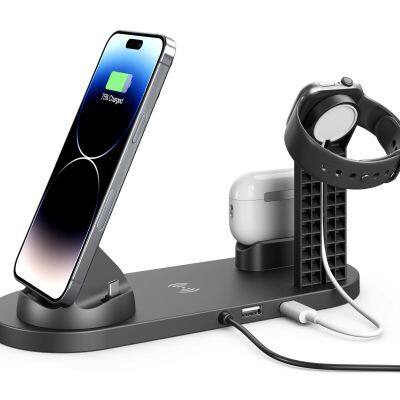 3-in-1 Countertop Charging Stand Multi-function Magnetic Wireless Charger 15W High Power Safe and Fast Charging