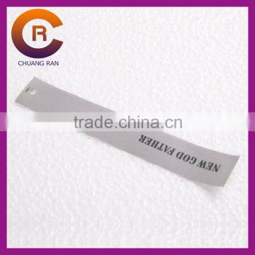 White ribbon black logo printed custom cheap wash care label