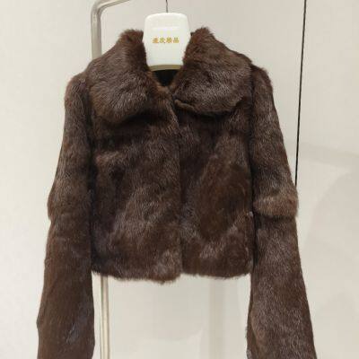 Coffee colored fully authentic imported rabbit fur fur women