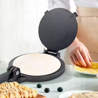 Hot Sale Kitchen Cookware Pre-seasoned Dough Presser 16/20/25cm Black Round Cast Iron Flour Corn Tortilla Press With Fold Handle photo-4