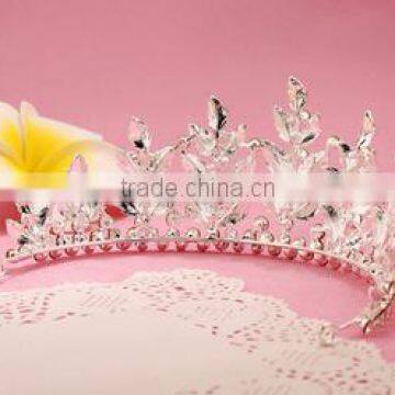 New Design Wholesale Leaf Bridal Crystal Rhinestone Crown photo-4