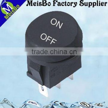 Round full black CE 3 pin rocker switch in micro type