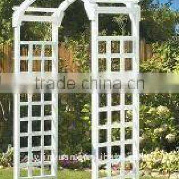white wooden garden arch arbor