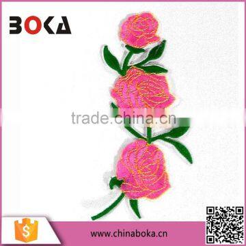 BOKA Chinese Pink Embroidered Iron On Flower Patches