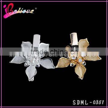 2015 wholesale hair accessories made in China,kids accessories metal flower hairpins with rhinestone