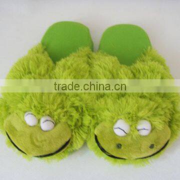 plush indoor animal frog slippers/women plush slipper/plush indoor slippers