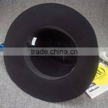 Link Chain Ribbon Decorated Wide Brim Jaz Vintage Wool Felt Man Fedora Hat Quality Choice