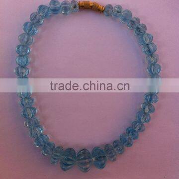 Pumpkin Shaped Blue Topaz Beads