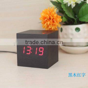 Modern Wooden Led Clock Square Style Desktop Clock Led Digital Single Face Alarm Clock Voice Activated Watch despertador