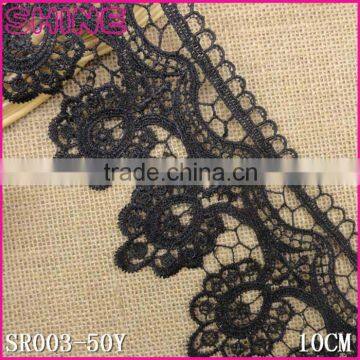 Cheap DIY Single Side Black 10cm Fashion Embroidery Nylon Sexy Water Soluble Lace