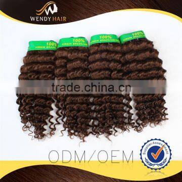 OEM factory DEEP CURL hair natural color virgin brazilian hair weave