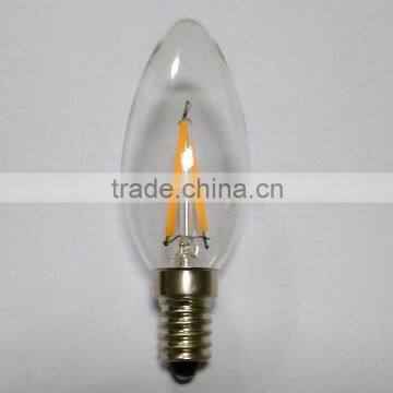 Factory Sale Candle Led Lamp E12/E14 High Lumens 2w led filament candle bulb without tail