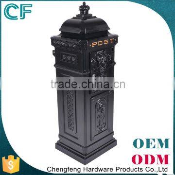 Foshan Factory Lion Ornament Black Vintage Aluminium Letter Box For Gates letterbox