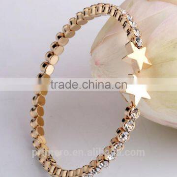 High Quality Rose Gold Plated Double Star Charm Full Rhinestone Bracelets Bangles photo-6