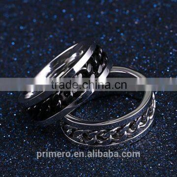 Fashion Spinner Silver Black Chain Ring For Men Stainless Steel Wedding Wholesale Cool Jewelry photo-2