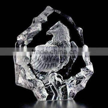 Deep engraving crystal trophy and award