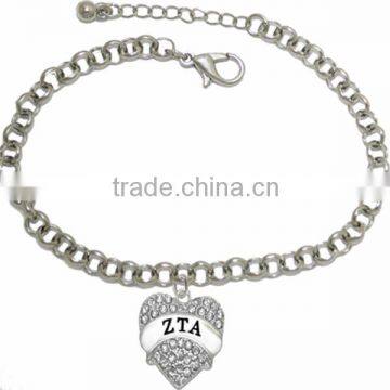 Genuine Austrian Clear Crystal " ZTA " Charm Chain Link Bracelet