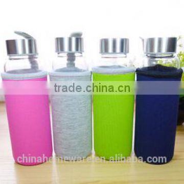 Summer fashionable water glass bottle with Stainless Steel lid&cover