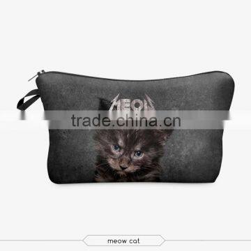 meow cat cosmetic bag 3d print cosmetic bag high quality wholesale travel makeup cases with zippers pouch purses wallets