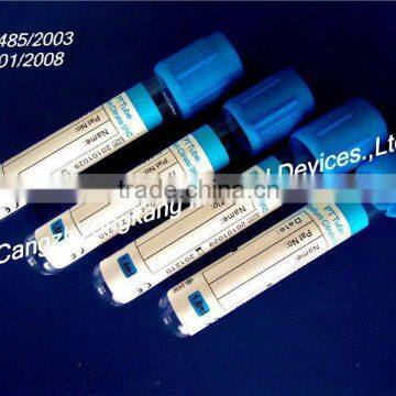 8ml Medical vacuum blood collection sodium citrate 9:1 tube(PT tube)