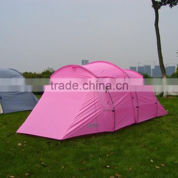 Tunnel pink 3 person double layer 1 room 1 hall family camping tent                        
                                                Quality Choice