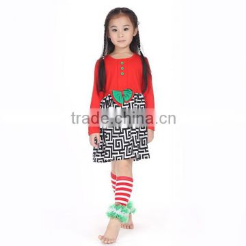 2015 red with green bow top dress, baby christmas dress