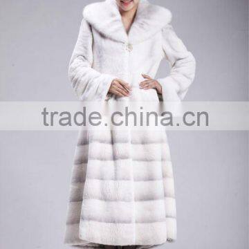 Mink Hooded Rex Rabbit Long Fur Coat