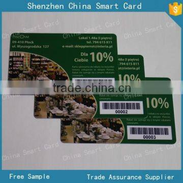 high quality thermal printing barcode number pvc plastic loyalty card