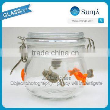 Wholesale Clear Airtight Glass Sugar Jar Glass Jar For Food Honey Jam Round Glass Jar