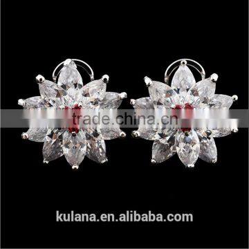 EZ-36 Crystal Micro Paving Brass Material Rhodium Plated Wedding Ladies Gift Zircon Earring