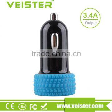 Black and Colorful Cheap Tire Shape Dual Port Usb Car Charger