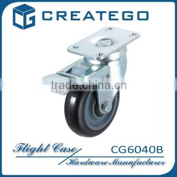 Swiveling groove caster with brake