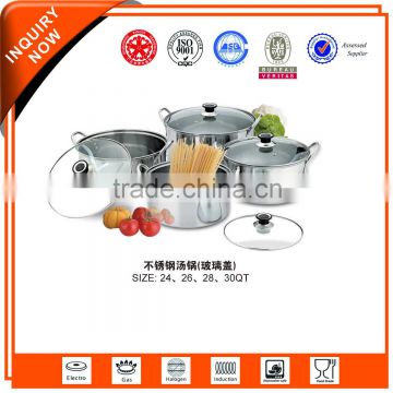 tall stainless steel stock pot 4pcs with glass lid