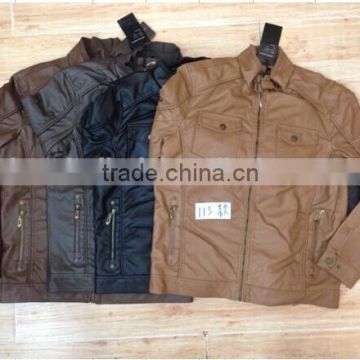 Men hot sale fashion washed PU jacket/coat stock