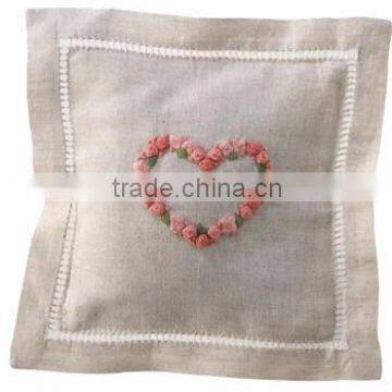Hand embroidered lavender sachet/bag/pillow-pink heart(design #70)