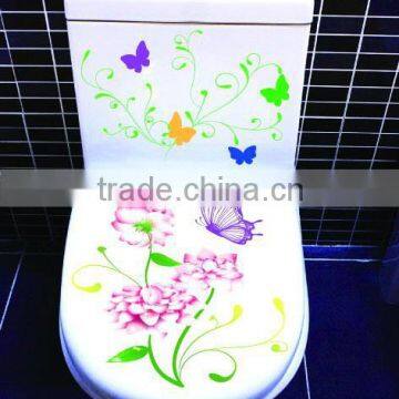 Colorful flower&butterfly toilet sticker