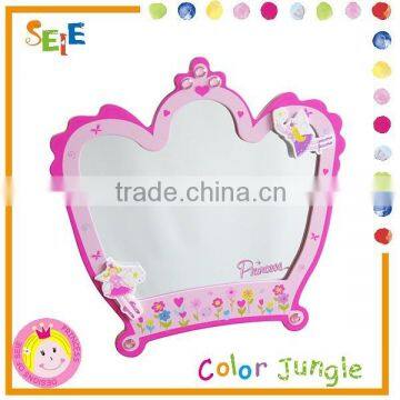 Princess style wooden baby mirror decorative,cheap dressing mirror