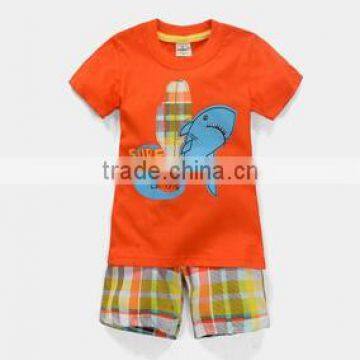 2015 summer kids cotton short sleeves with shorts sets