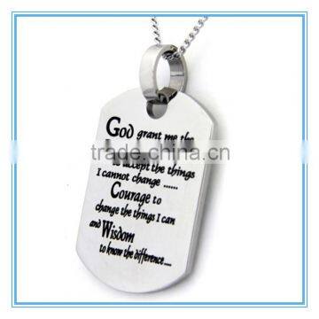 Serenity Prayer Dog Tag Stainless Steel Necklace