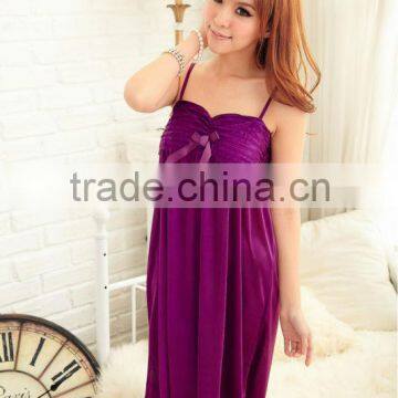 Sexy lady suspender lace ice sleeveless pajamas n01a