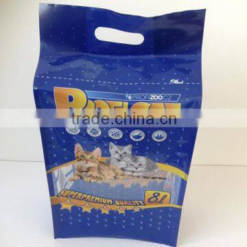 side gusset plastic cat litter bag with handle