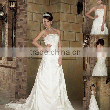 Factory OEM Strapless Stomacher Design Taffeta & Taffeta wedding dress XYY03-005