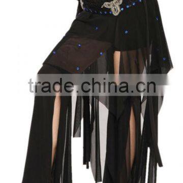 SWEGAL Wholesale cheap black belly dancing hip scarf trible skirt wrap dance waist belt SGBDW13016